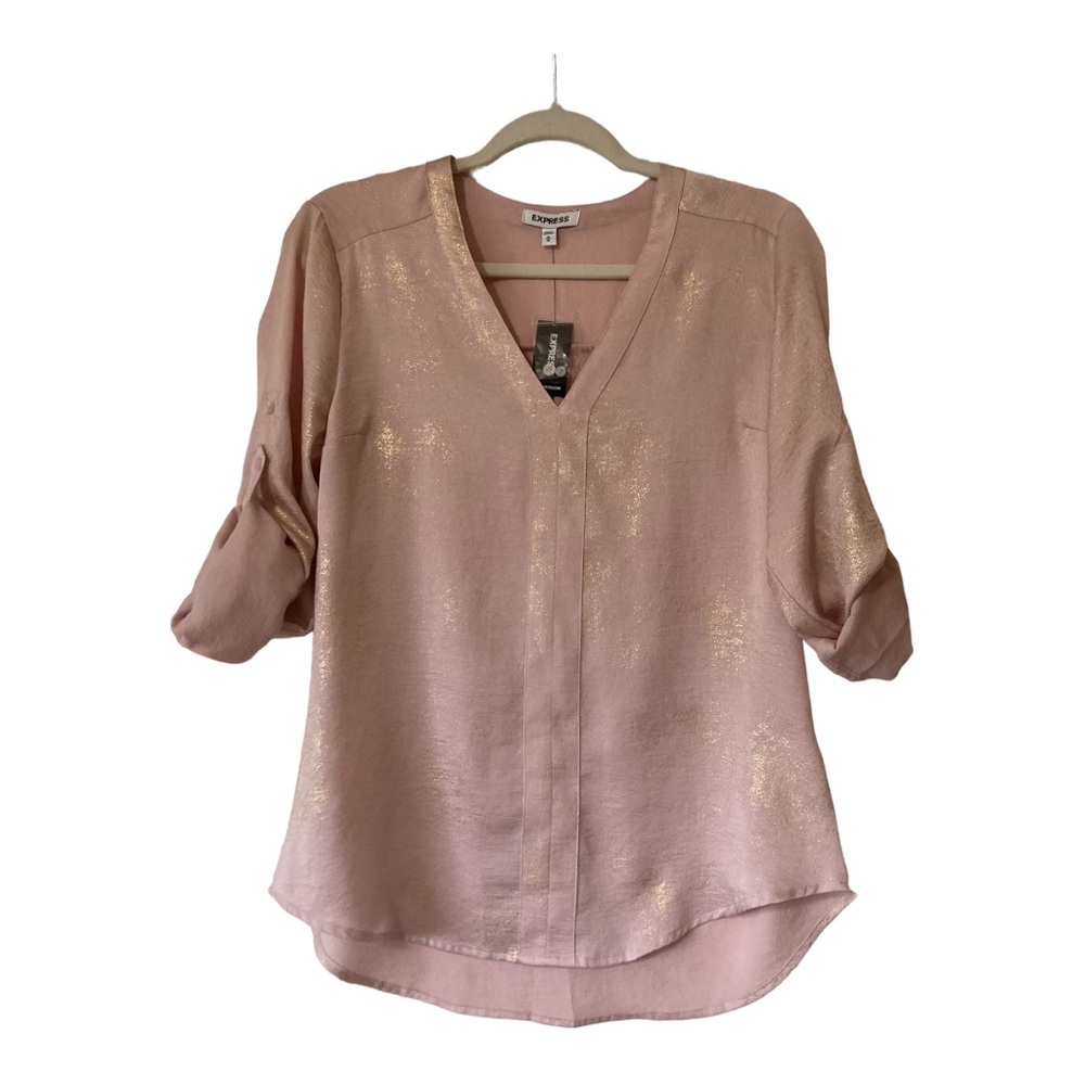 NEW Express Blush & Gold Shimmer Blouse